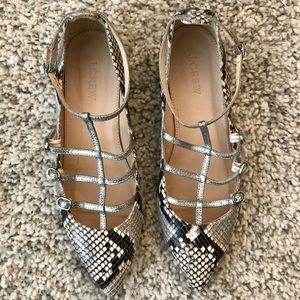 J. Crew Caged Flats Snakeskin-printed Leather Sz 6